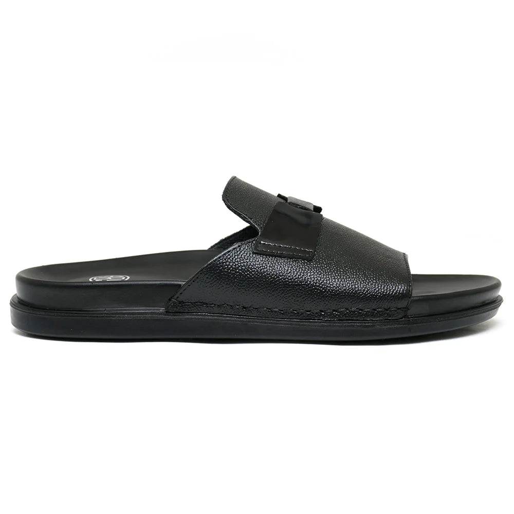 Comfortable Pure Leather Slippers in Black & Brown – Durable & Stylish   ST-65/AR-004