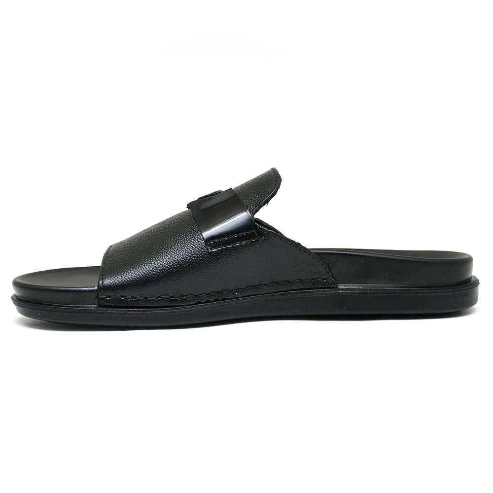 Comfortable Pure Leather Slippers in Black & Brown – Durable & Stylish   ST-65/AR-004