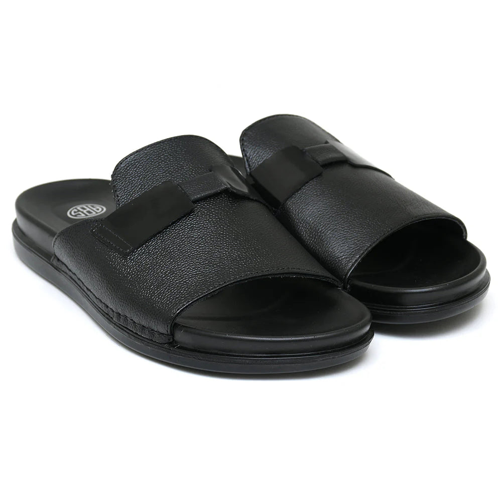 Comfortable Pure Leather Slippers in Black & Brown – Durable & Stylish   ST-65/AR-004