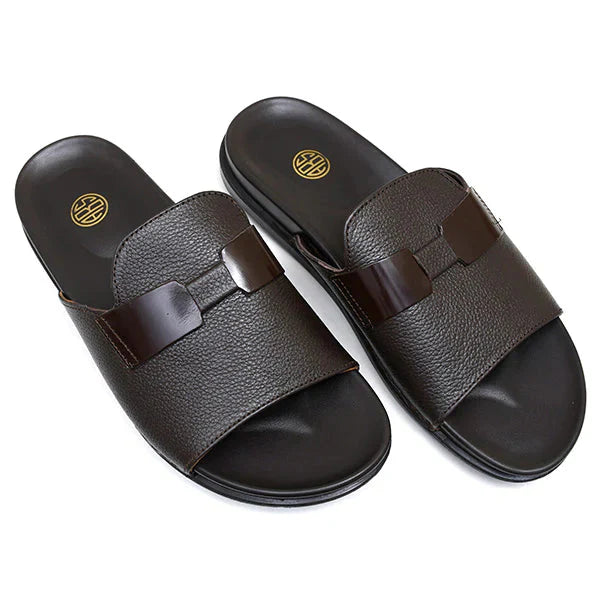 Comfortable Pure Leather Slippers in Black & Brown – Durable & Stylish   ST-65/AR-004