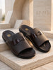 Comfortable Pure Leather Slippers in Black & Brown – Durable & Stylish   ST-65/AR-004
